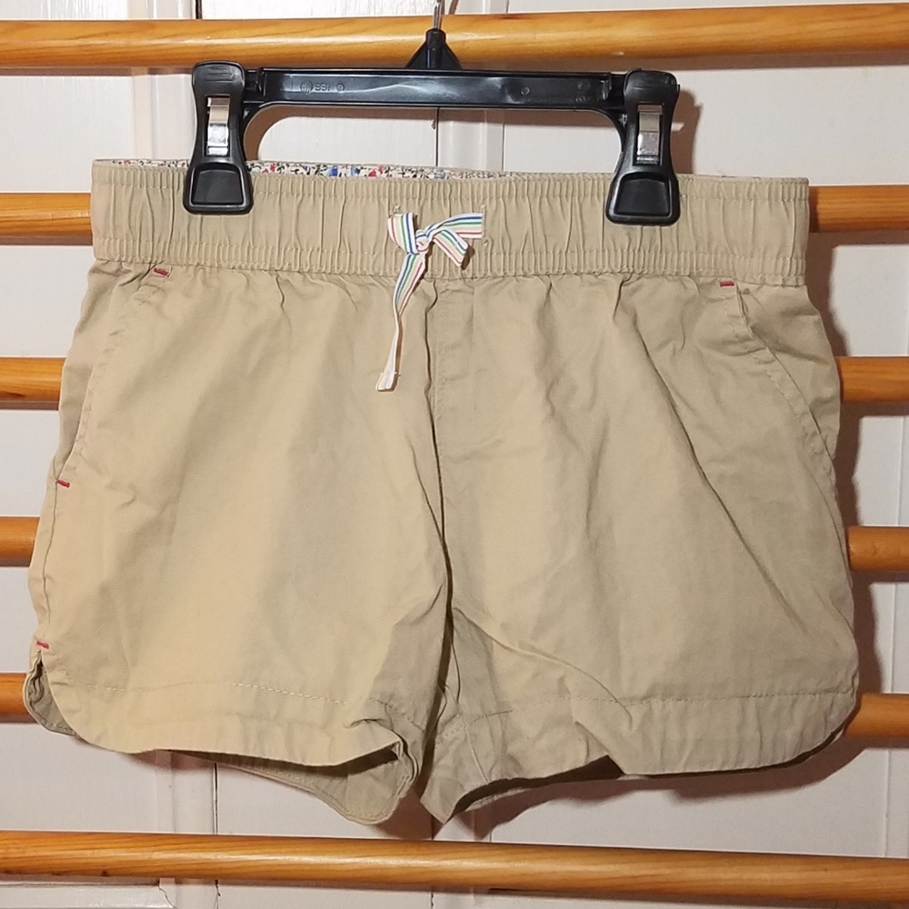 New Lands' End Girls Khaki Poplin Shorts 7/8 Tan